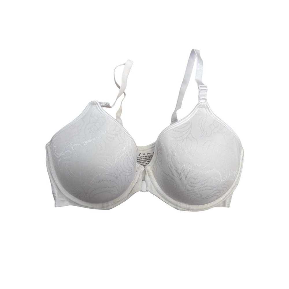 Bali One Smooth U White Front Close Underwire Bra 3P66 Floral Jacquard 36C